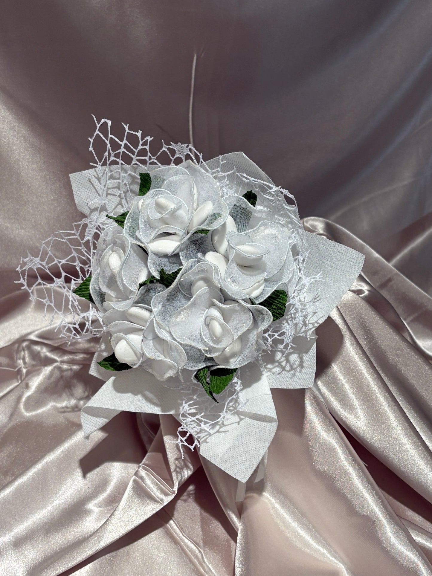 White five rose bridal bouquet