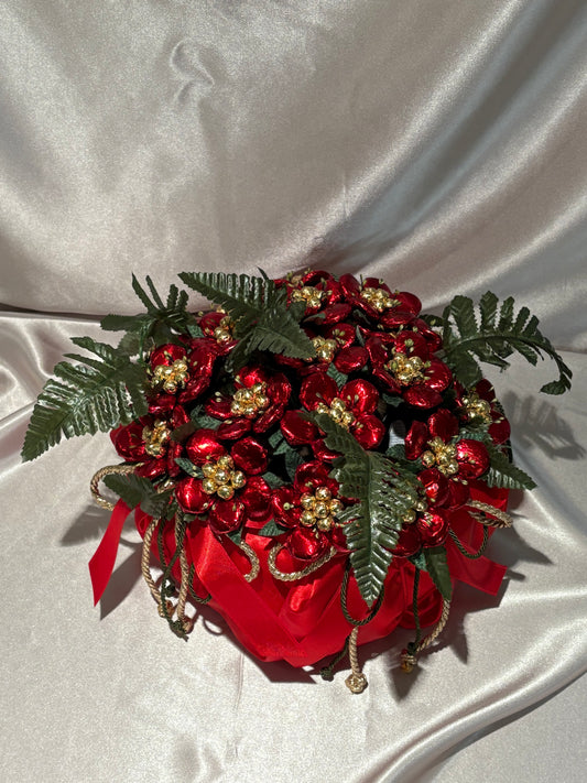 Cesto Rosa di Natale 20 Fiori (Red Christmas Basket 20 Flowers)