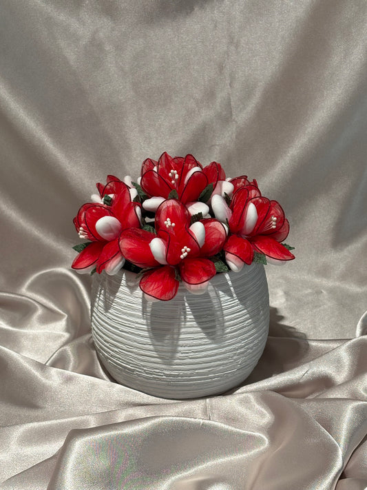 White and red vase