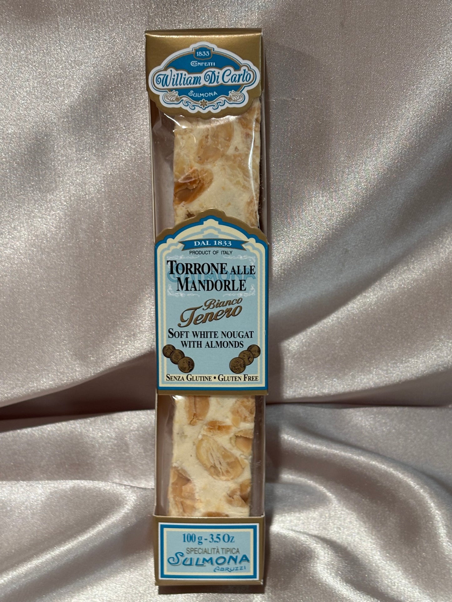 Torrone Bianco Tenero alle Mandorle (Soft White Nougat with Almonds 100gr)