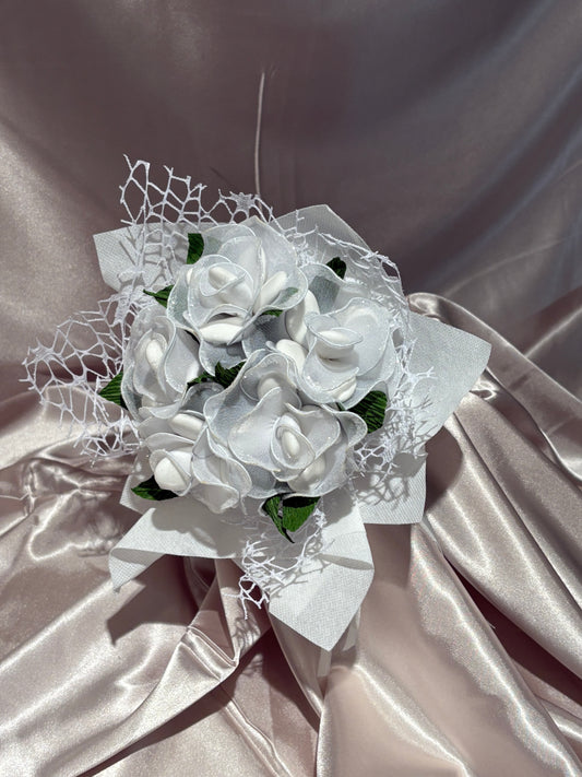 White five rose bridal bouquet