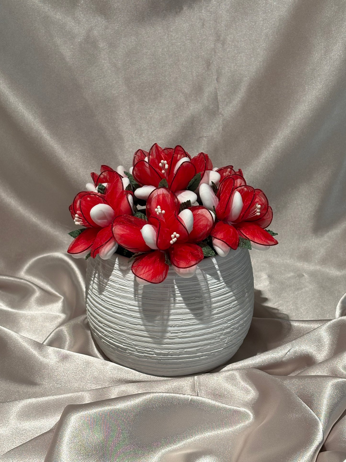White and red vase