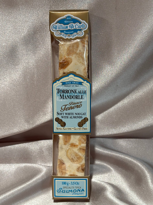 Torrone Bianco Tenero alle Mandorle (Soft White Nougat with Almonds 100gr)