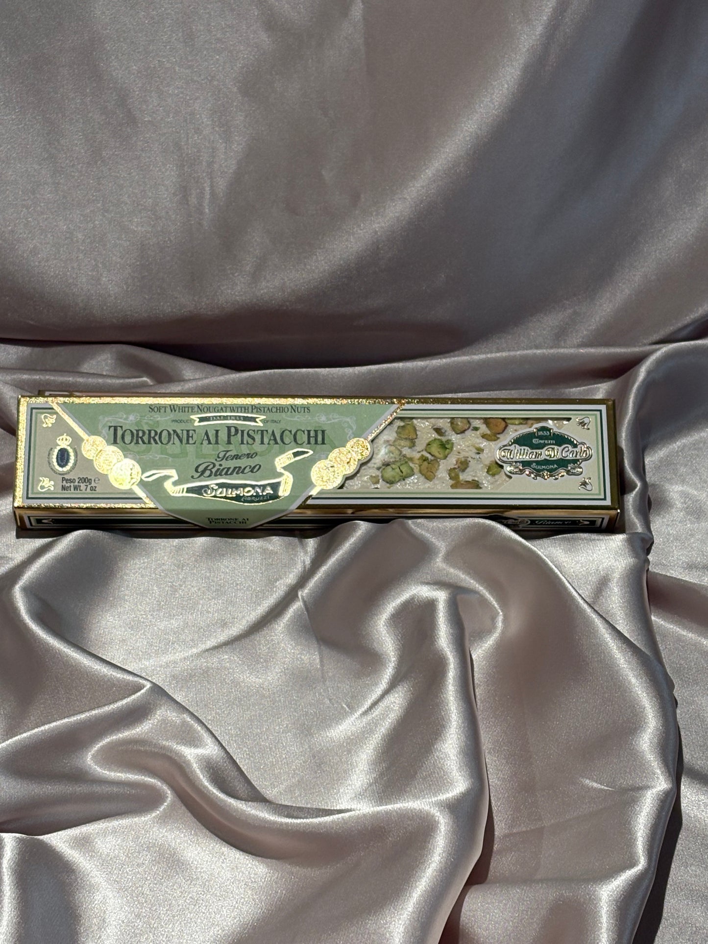 Torrone Tenero Bianco al Pistacchi (Soft White Nougat with Pistachios 200gr)