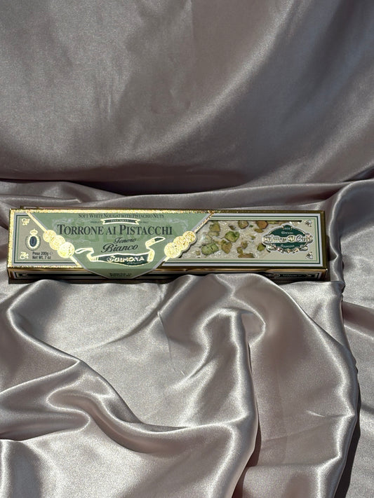 Torrone Tenero Bianco al Pistacchi (Soft White Nougat with Pistachios 200gr)